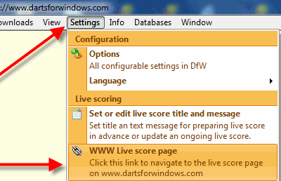 How to use Dfw for scoring Darts Windows